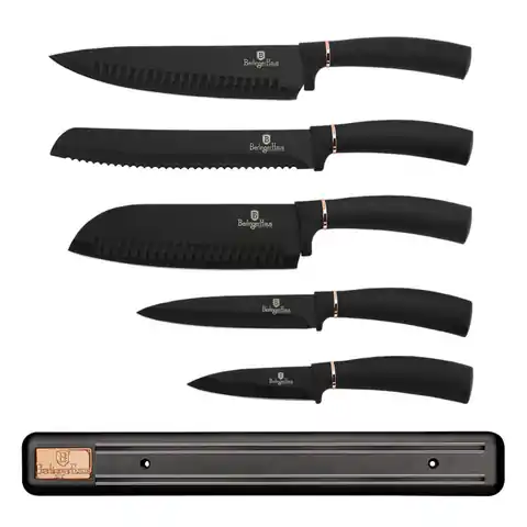 ⁨SET OF 5 KITCHEN KNIVES WITH BERLINGER HAUS BH-2535 BLACK ROSE⁩ at Wasserman.eu