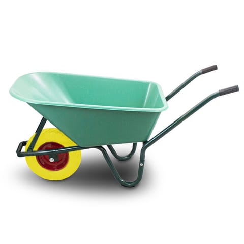 ⁨Taczka Ogrodowa/Budowlana Jednokołowa PU 100L 250kg Misa PVC Żółte Koło⁩ w sklepie Wasserman.eu