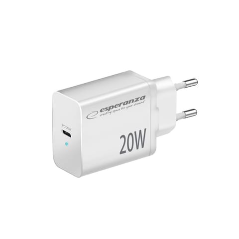 ⁨EZC104W Esperanza ładowarka sieciowa 20w usb-c pd biała⁩ w sklepie Wasserman.eu