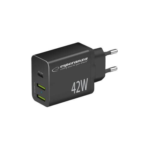 ⁨Esperanza EZC106K mains charger 42W Black⁩ at Wasserman.eu