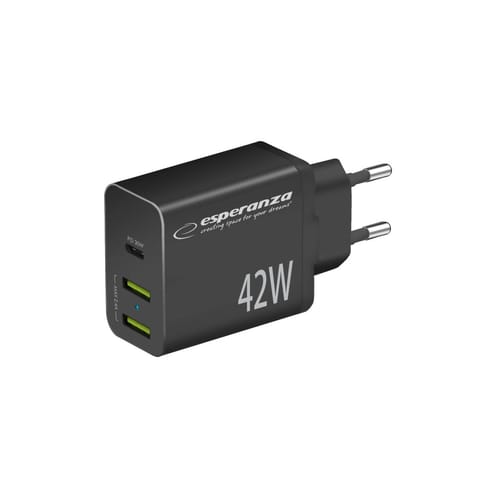 ⁨EZC106K Esperanza ładowarka sieciowa 42w usb-c pd 30w / 2x usb-a 12w⁩ w sklepie Wasserman.eu