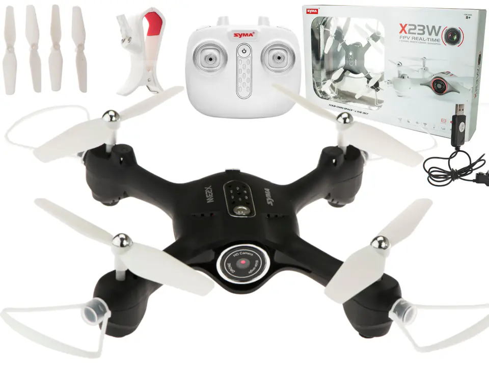 Dron z kamerą na pilota zdalnie sterowany RC Syma X23W 2.4GHz 4CH FPV Wi-Fi czarny w sklepie Wasserman.eu