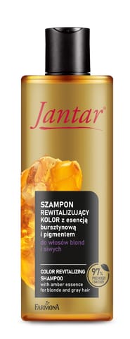 ⁨JANTAR Szampon rewitalizujący kolor do włosów blond i siwych z esencją bursztynową 300 ml⁩ w sklepie Wasserman.eu
