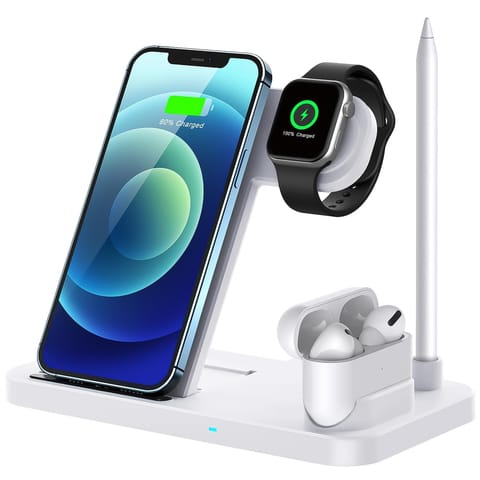 ⁨Ładowarka indukcyjna Qi 4w1 Alogy do Apple iPhone/ Watch/ AirPods/ Pen Biała⁩ w sklepie Wasserman.eu