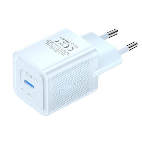 ⁨Ładowarka sieciowa, Vention, FEPL0-EU, USB-C, 20W, GaN (niebieska)⁩ w sklepie Wasserman.eu