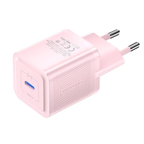 ⁨Ładowarka sieciowa, Vention, FEPP0-EU, USB-C, 20W, GaN (różowa)⁩ w sklepie Wasserman.eu