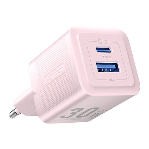 ⁨Ładowarka sieciowa, Vention, FEQP0-EU,  USB-C, USB- A,  30W/30W , GaN (różowa)⁩ w sklepie Wasserman.eu