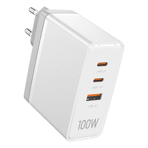 ⁨Ładowarka sieciowa, Vention, FEGW0-EU,  2xUSB-C, USB- A, 100W/100W/30W, GaN (biała)⁩ w sklepie Wasserman.eu