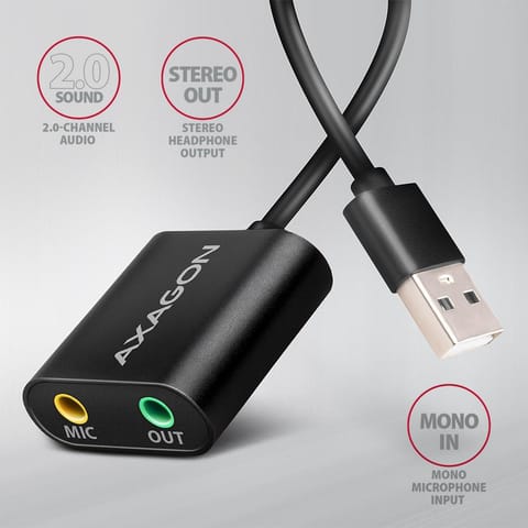 ⁨Karta dźwiękowa/Adapter dźwięku Axagon USB 2.0 0,15 m⁩ w sklepie Wasserman.eu