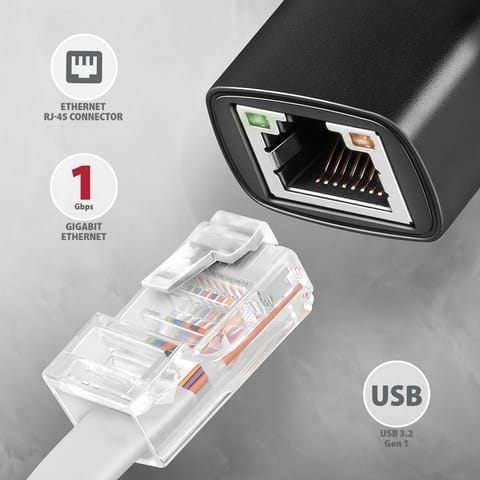 ⁨Karta sieciowa Axagon ADE-AR USB3.2 Gen 1 Type-A / Gigabit Ethernet 10/100/1000⁩ w sklepie Wasserman.eu