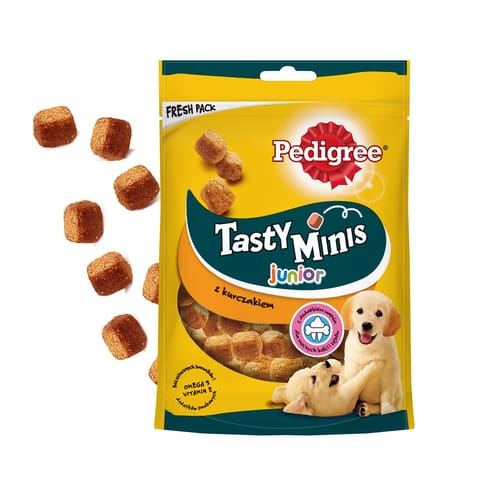 ⁨PEDIGREE Tasty Minis Junior z kurczakiem - przysmak dla psa - 125 g⁩ w sklepie Wasserman.eu