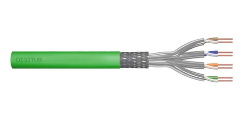 ⁨Kabel instalacyjny DIGITUS kat.8.2, S/FTP, Dca, AWG 22/1, LSOH, 50m, zielony, szpula⁩ w sklepie Wasserman.eu
