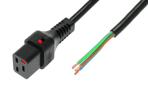 ⁨OPEN/IEC C19 straight cable Ż 5m black power cable with IEC LOCK⁩ at Wasserman.eu