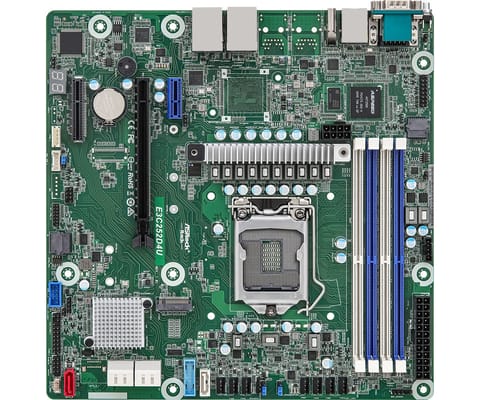 ⁨Płyta główna ASRock E3C252D4U 1x LGA1200 Intel Xeon E-23XX C252 (4xDIMM, SATA, 1xM.2, 2x1GbE, IPMI)⁩ w sklepie Wasserman.eu