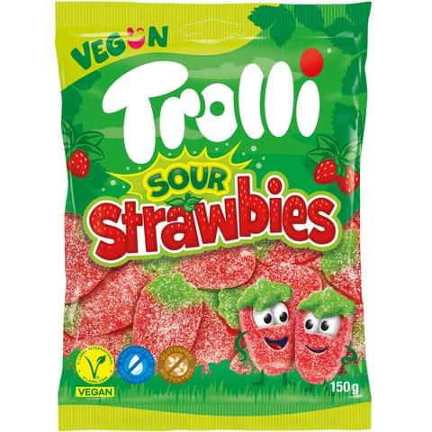 ⁨Trolli Sour Strawbies Żelki 150 g⁩ w sklepie Wasserman.eu