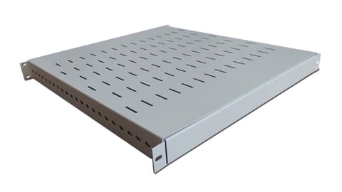 ⁨Adjustable shelf 19", 1U, depth 500-900 mm, load capacity 100kg, mounting in 4 points, grey, screws in set⁩ at Wasserman.eu
