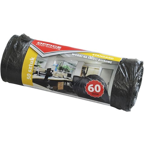 ⁨Worki na śmieci Office Products 60L HDPE czarne (50)⁩ w sklepie Wasserman.eu