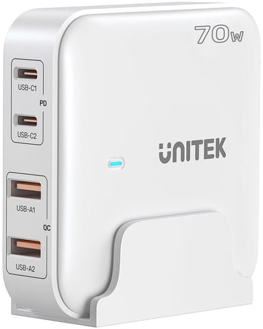 ⁨Unitek P1228AWH01-EU Ładowarka biurkowa GaN 70W 2xUSB-A 2xUSB-C⁩ w sklepie Wasserman.eu