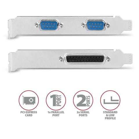 ⁨Kontroler port&oacute;w PCI-Express Axagon 1x port r&oacute;wnoległy LPT + 2x porty szeregowy RS232⁩ w sklepie Wasserman.eu