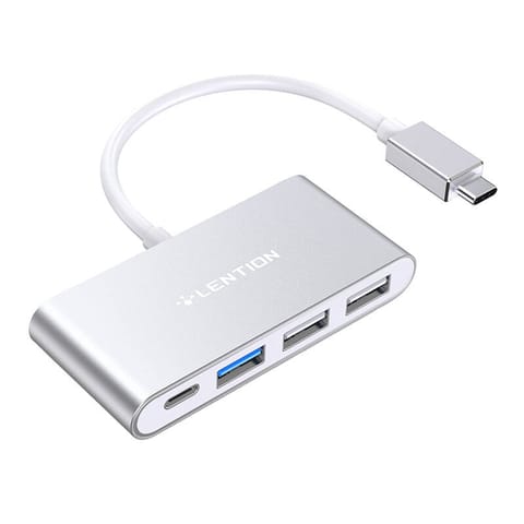 Hub 4w1 Lention USB-C do USB 3.0 + 2x USB 2.0 + USB-C (srebrny) w sklepie Wasserman.eu
