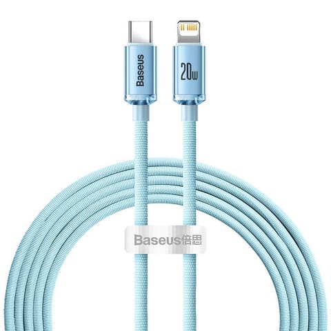 ⁨Kabel USB-C do iP Baseus Crystal Shine,  20W, 2m (niebieski)⁩ w sklepie Wasserman.eu