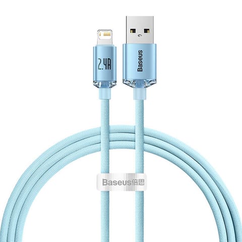 ⁨Kabel USB do iP Baseus Crystal Shine, 2.4A, 1.2m (niebieski)⁩ w sklepie Wasserman.eu