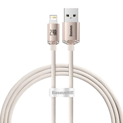 ⁨Kabel USB do iP Baseus Crystal Shine, 2.4A, 1.2m (różowy)⁩ w sklepie Wasserman.eu
