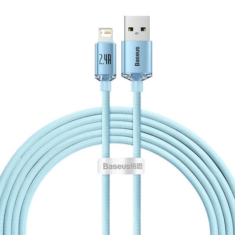 ⁨Kabel USB do iP Baseus Crystal Shine, 2.4A, 2m (niebieski)⁩ w sklepie Wasserman.eu