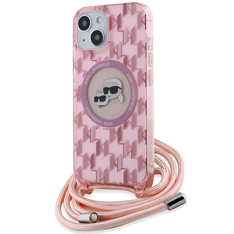 ⁨Karl Lagerfeld KLHMP15SHCKCKLCP iPhone 15 / 14 / 13  6.1" różowy/pink hardcase IML Crossbody Monogram Karl & Choupette Head MagSafe⁩ w sklepie Wasserman.eu