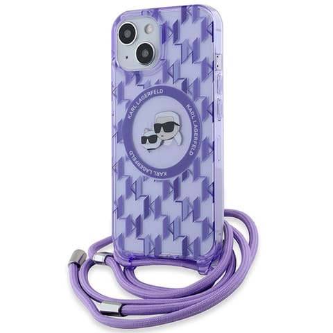 ⁨Karl Lagerfeld KLHMP15SHCKCKLCU iPhone 15 / 14 / 13 6.1" fioletowy/purple hardcase IML Crossbody Monogram Karl & Choupette Head MagSafe⁩ w sklepie Wasserman.eu