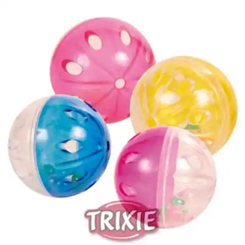 ⁨Trixie Piłki plastikowe przezroczyste z grzechotką 4,5cm 4szt. [TX-4166]⁩ w sklepie Wasserman.eu