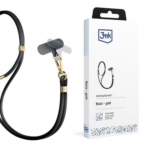 ⁨3MK EasyClip Elite Black (gold) Smycz do telefonu⁩ w sklepie Wasserman.eu