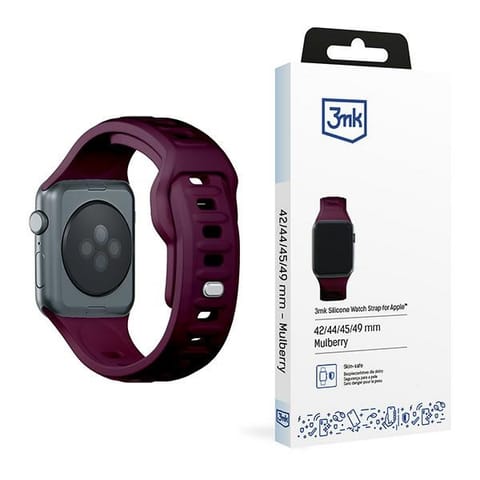 ⁨3MK Silicone Watch Strap ciemnofioletowy/mulberry dla Apple Watch 42/44/45/49mm⁩ w sklepie Wasserman.eu