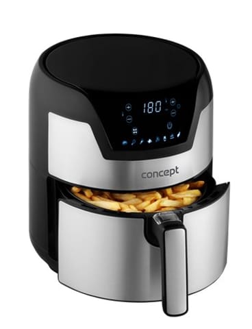 ⁨Concept FR3500 fryer Single 3.5 L Stand-alone 1500 W Hot air fryer Black, Metallic⁩ at Wasserman.eu