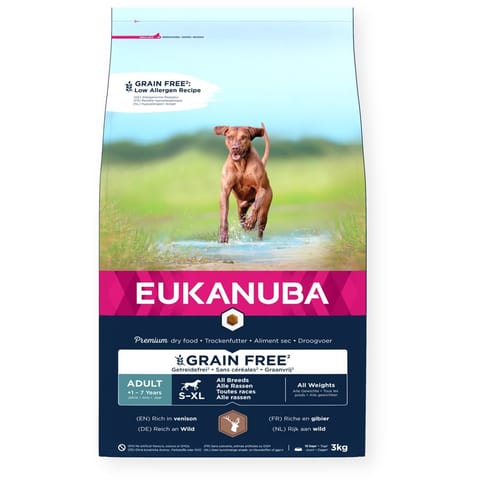 ⁨EUKANUBA Grain Free Adult All Breeds Venison - dry dog food - 3kg⁩ at Wasserman.eu