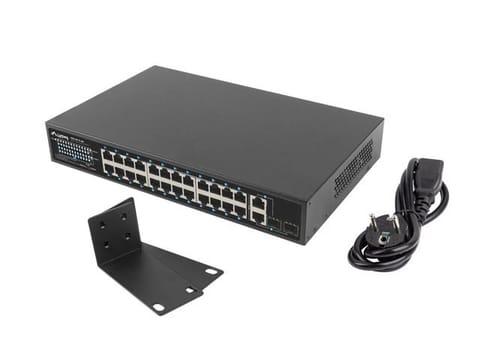 ⁨SWITCH LANBERG RSFE-24P-2C-360 24X 100MB POE+/2X COMBO RACK 19" GIGABIT ETHERNET 360W V2⁩ w sklepie Wasserman.eu