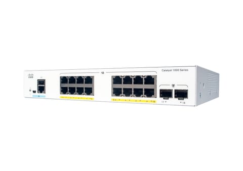 ⁨Cisco Catalyst 1000-16T-E-2G-L Network Switch, 16 Gigabit Ethernet (GbE) Ports, two 1 G SFP Uplink Ports, Fanless Operation, External PS, Enhanced Limited Lifetime Warranty (C1000-16T-E-2G-L)⁩ at Wasserman.eu