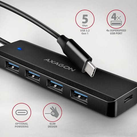 ⁨HUE-C1C, HUB 4-port USB 5Gbps 19cm USB-C cable⁩ at Wasserman.eu