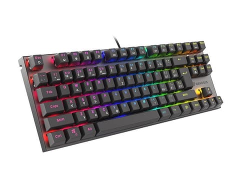 ⁨KLAWIATURA DLA GRACZY GENESIS THOR 303 TKL CZ/SK PODŚWIETLENIE RGB MECHANICZNA RED CZARNA HOT SWAP⁩ w sklepie Wasserman.eu