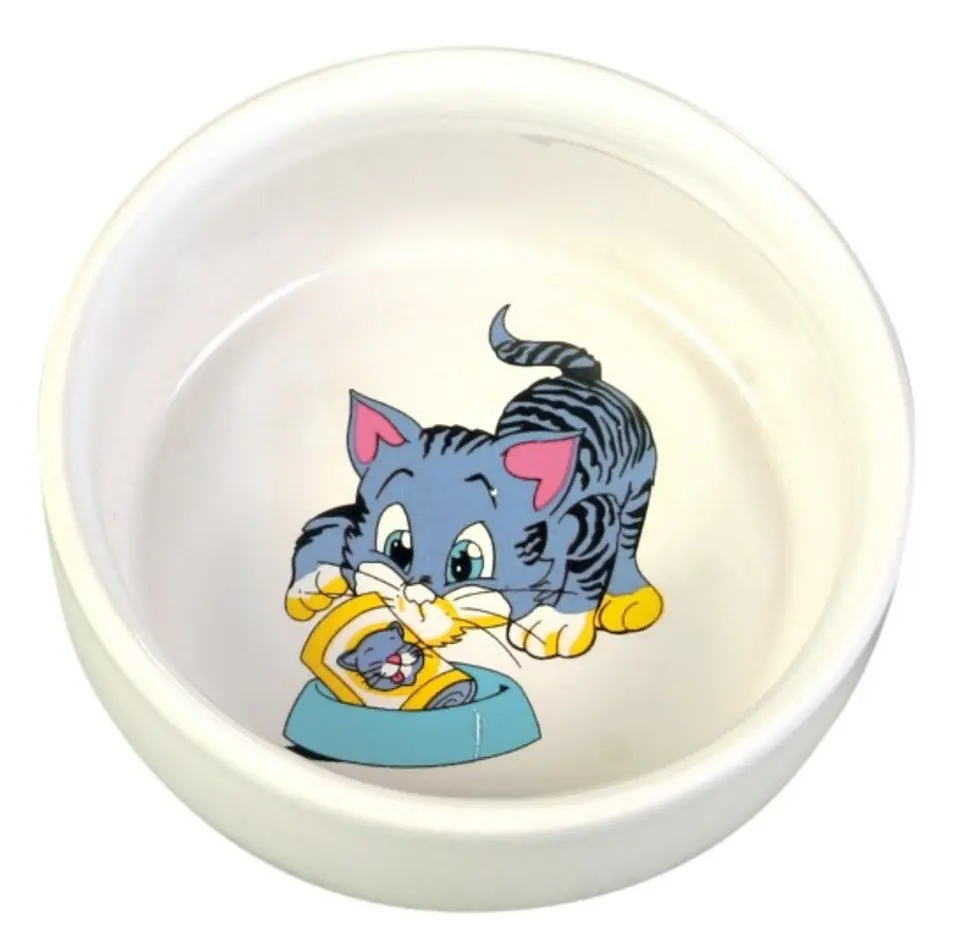 ⁨Trixie Ceramic bowl white with kitten 0,3L/11cm [4009]⁩ at Wasserman.eu