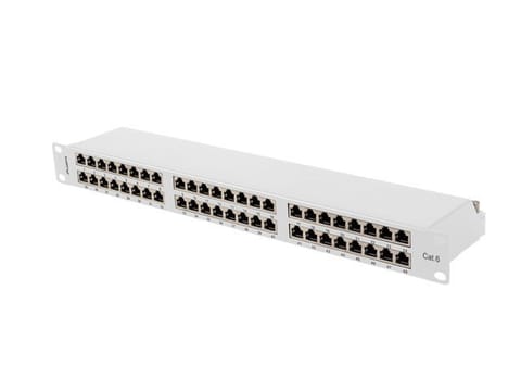 ⁨PATCH PANEL 48 PORT 1U 19" KAT.6 FTP EKRANOWANY SZARY LANBERG⁩ w sklepie Wasserman.eu