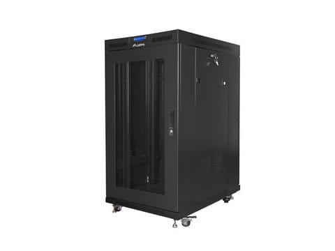 ⁨FLOOR-STANDING RACK CABINET 19" 22U 800X1000 BLACK PERFORATED LCD DOOR LANBERG (FLAT PACK) V2⁩ at Wasserman.eu