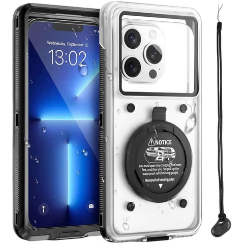 ⁨Etui wodoodporne wodoszczelne IPX68 uniwersalne na telefon do 6.9 cala Case futerał do wody + Smyczka Alogy Czarne⁩ w sklepie Wasserman.eu