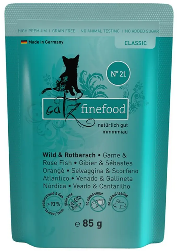 ⁨Catz Finefood Classic N.21 Dziczyzna i Karmazyn saszetka 85g⁩ w sklepie Wasserman.eu