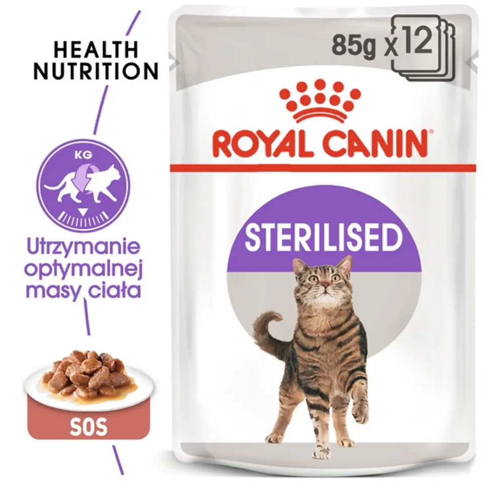 ⁨Royal Canin Sterilised in sauce wet food for adult cats, sterilized sachet 85g⁩ at Wasserman.eu