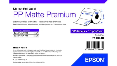 ⁨PP MATTE LABEL PREM DIE-CUT/ROLL 102X51MM 535 LABELS⁩ w sklepie Wasserman.eu