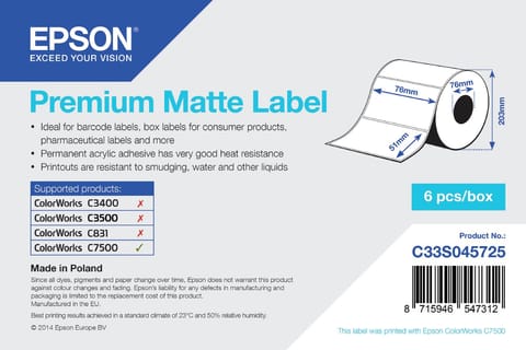 ⁨Premium Matte Label - Die-cut Roll: 76mm x 51mm, 2310 labels⁩ w sklepie Wasserman.eu