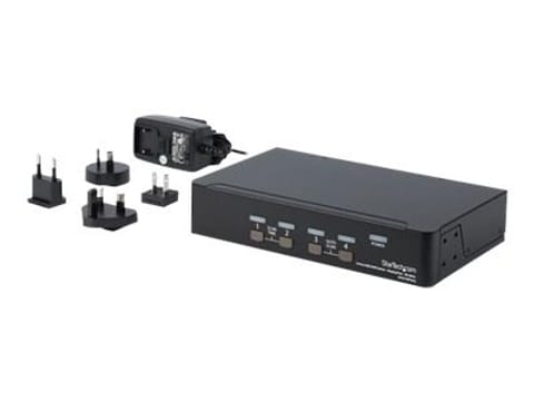 ⁨StarTech.com 4 Port DisplayPort KVM Switch - 4K 60Hz - Single Display - Dual Port UHD DP 1.2 USB KVM Switch with Integrated USB 2.0 Hub & Audio - Dell, HP, Apple, Lenovo - TAA Compliant⁩ at Wasserman.eu