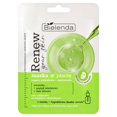 ⁨BIELENDA Renew Your Skin Maska w płacie - bogate odżywienie i ujędrnienie 17 g⁩ w sklepie Wasserman.eu