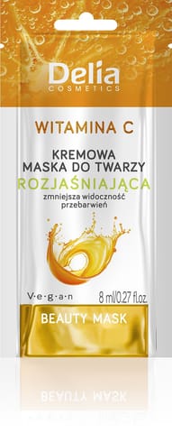 ⁨DELIA Beauty Kremowa maseczka do twarzy rozjaśniająca z witaminą C 8 ml⁩ w sklepie Wasserman.eu